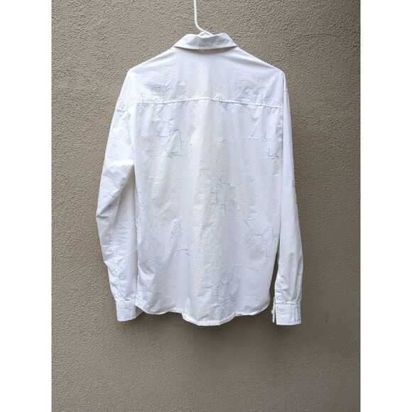 Pavi Shirt Made in Italy LG White Blue Embroidered Button Gigolo shirt - Picture 2 of 15